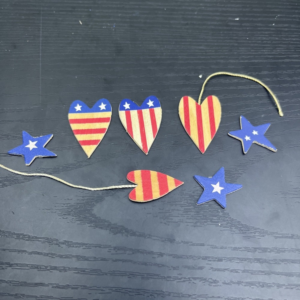 Lot Of 7 Fourth Of July Wooden Scrapbooking Embellishments Patriotic Craft Decor